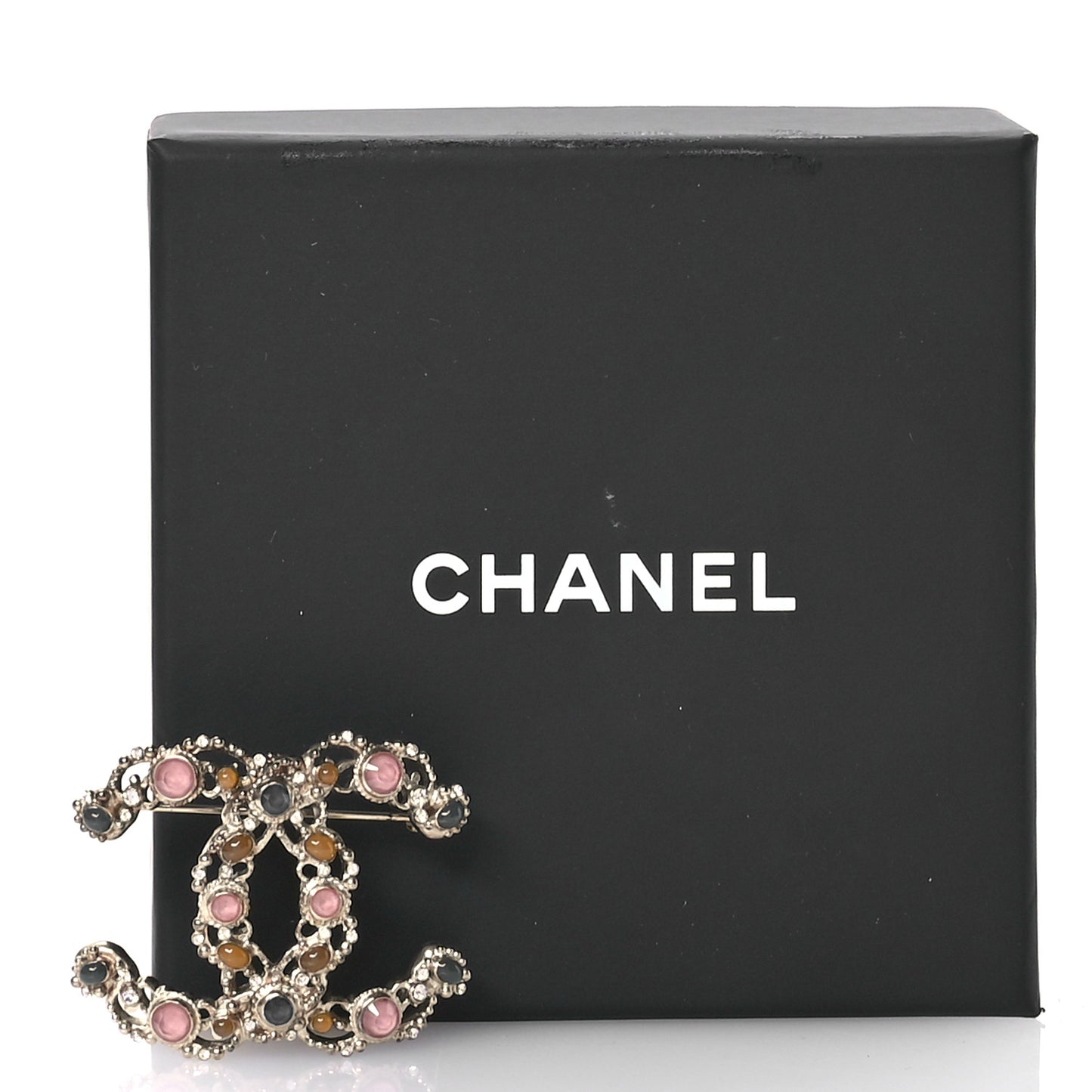 Crystal CC Brooch Gold Multicolor