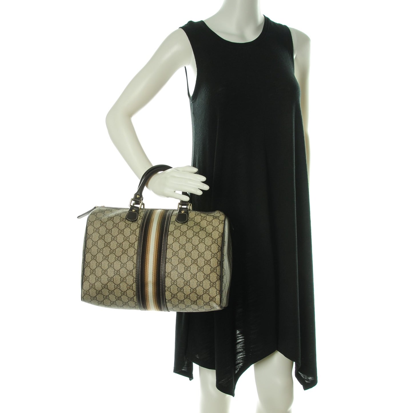 GG Plus Monogram Web Medium Joy Boston Dark Brown