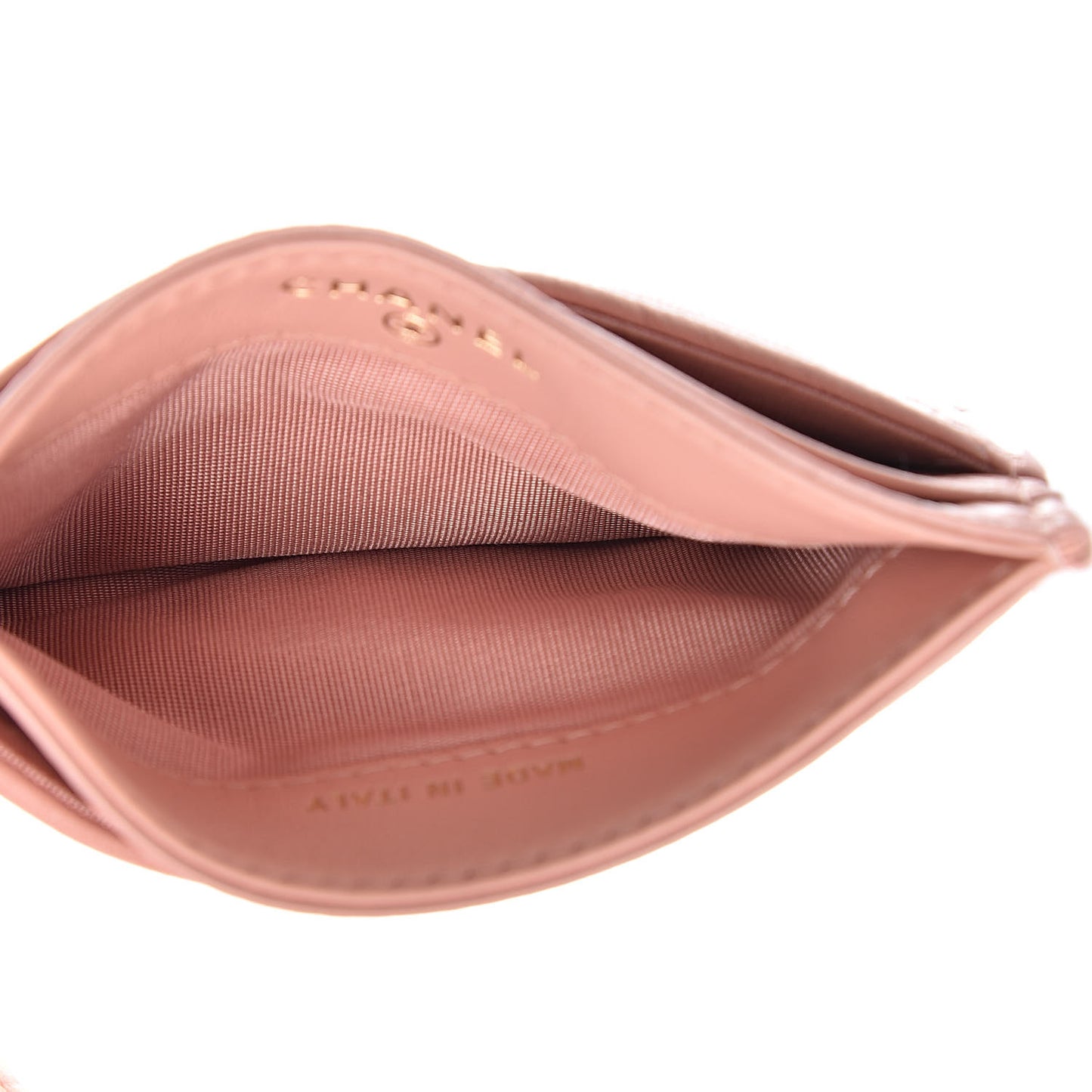 Shiny Goatskin Quilted Chanel 19 Card Holder Light Pink