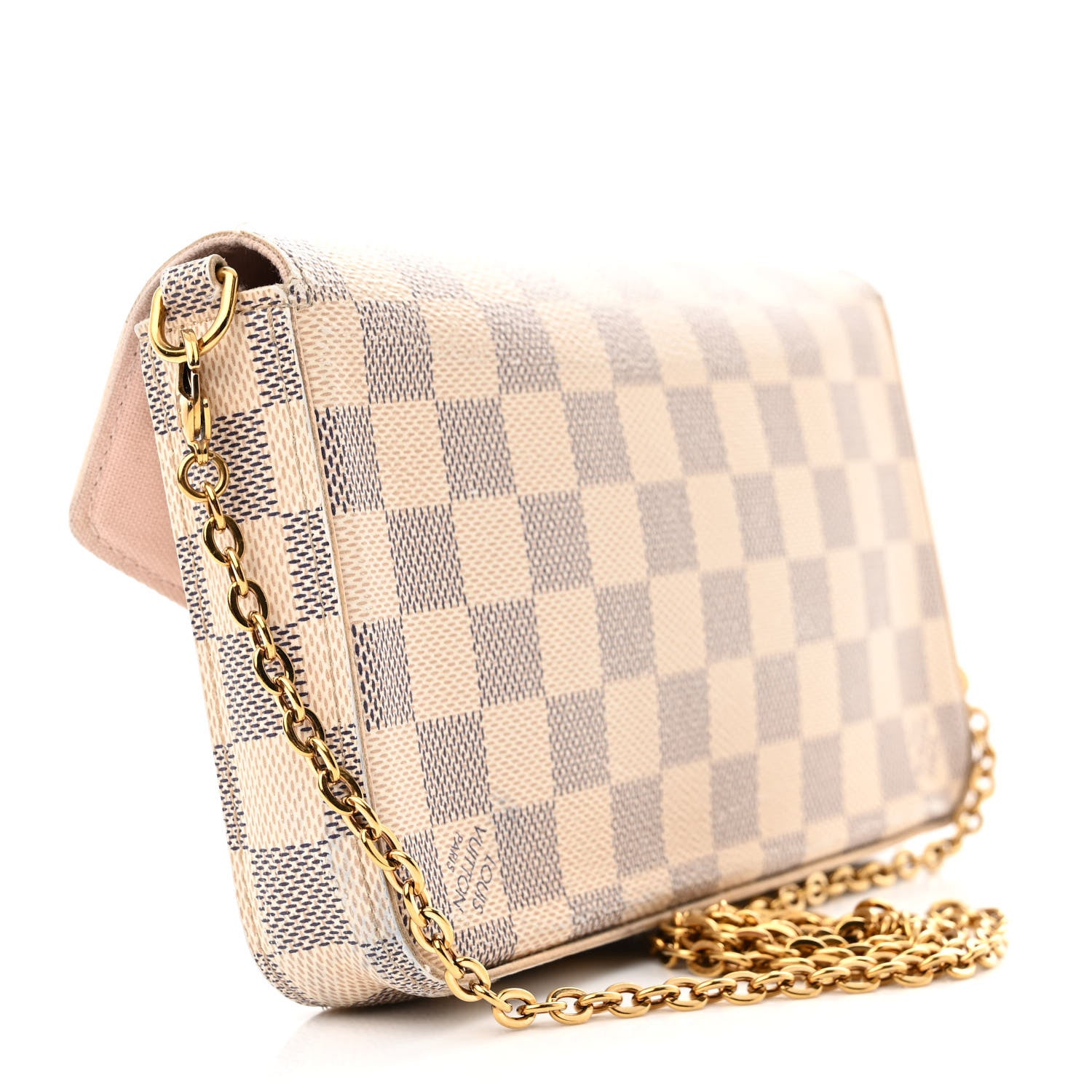 Louis Vuitton Damier Azur Pochette Felicie Chain Wallet Rose Ballerine 4 of 16