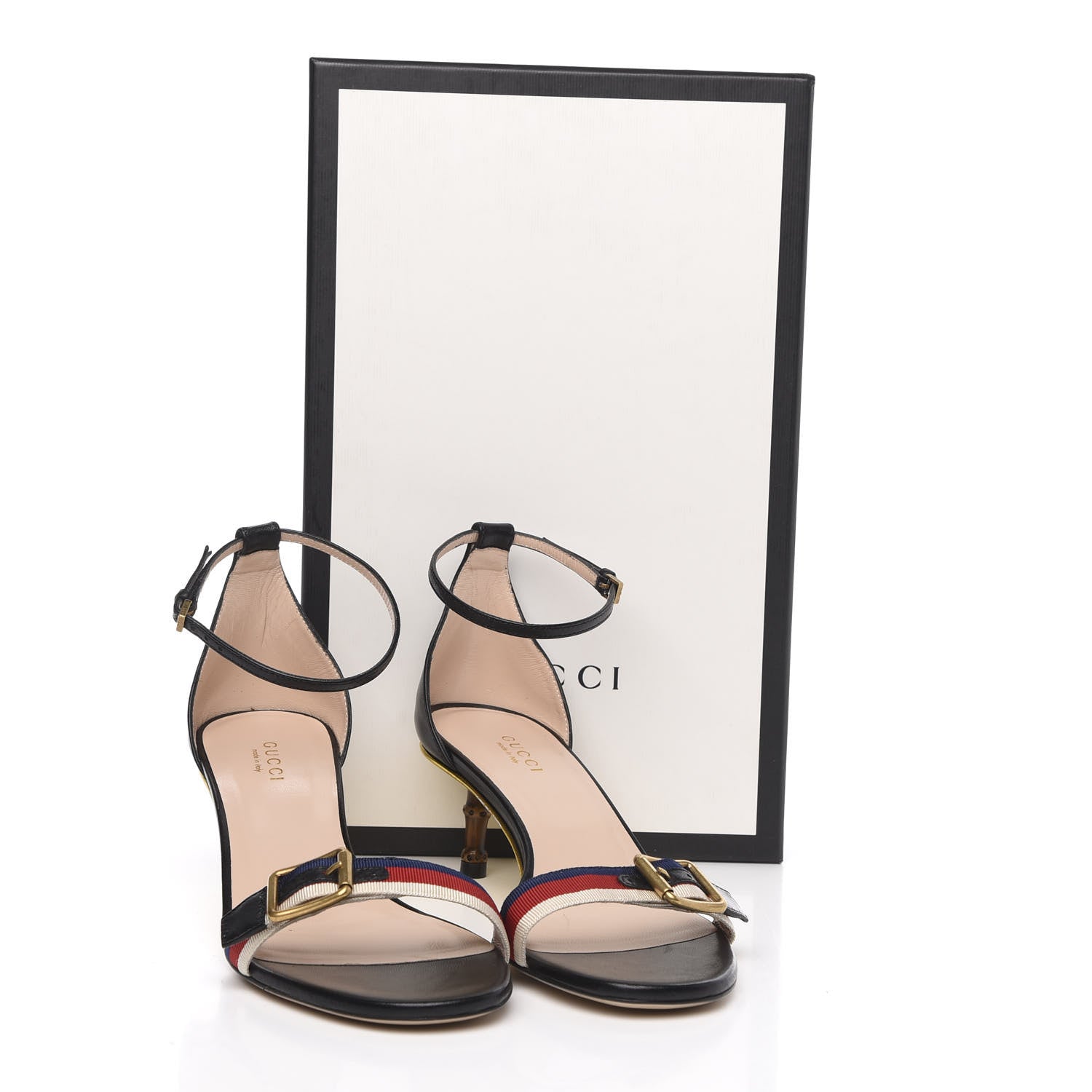 Gucci Calfskin Grosgrain Sylvie Sandals 38 Black 8 of 8