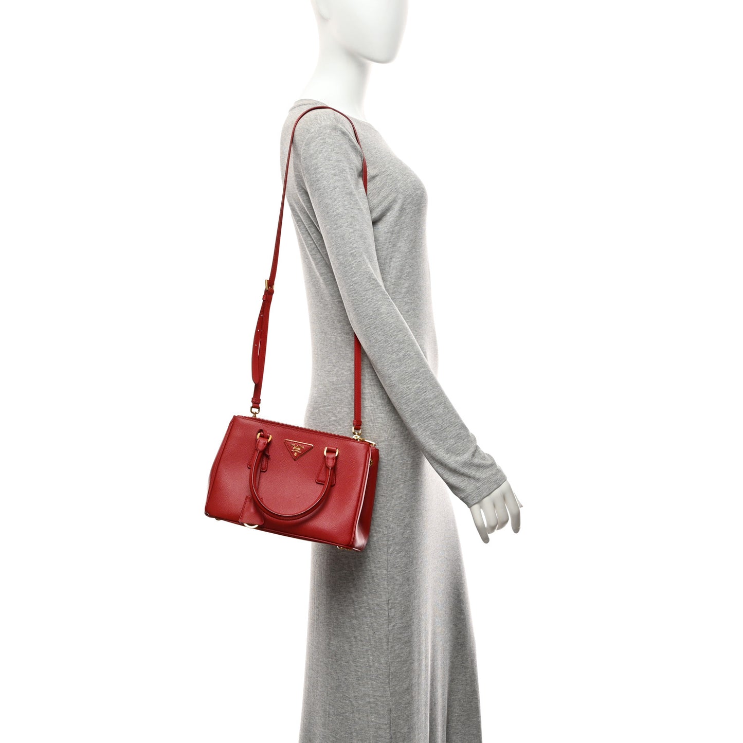 Saffiano Lux Small Galleria Double Zip Tote Fuoco
