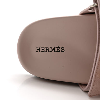 Hermes Suede Goatskin Womens Chypre Sandals 36 Rose Porcelaine 6 of 10