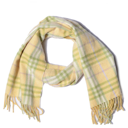 Burberry Cashmere Check Fringe Scarf Yellow 1 of 5