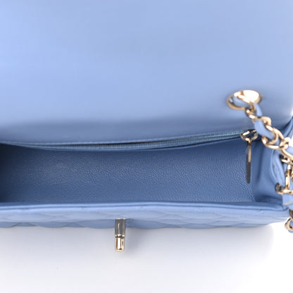 Chanel Lambskin Quilted Mini Rectangular Flap Light Blue 5 of 9