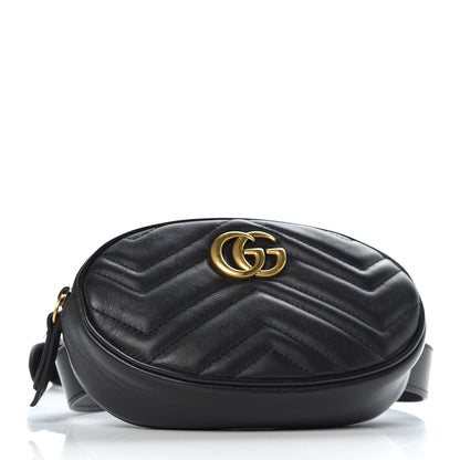 Gucci Calfskin Matelasse GG Marmont Belt Bag 95 38 Black 4 of 10