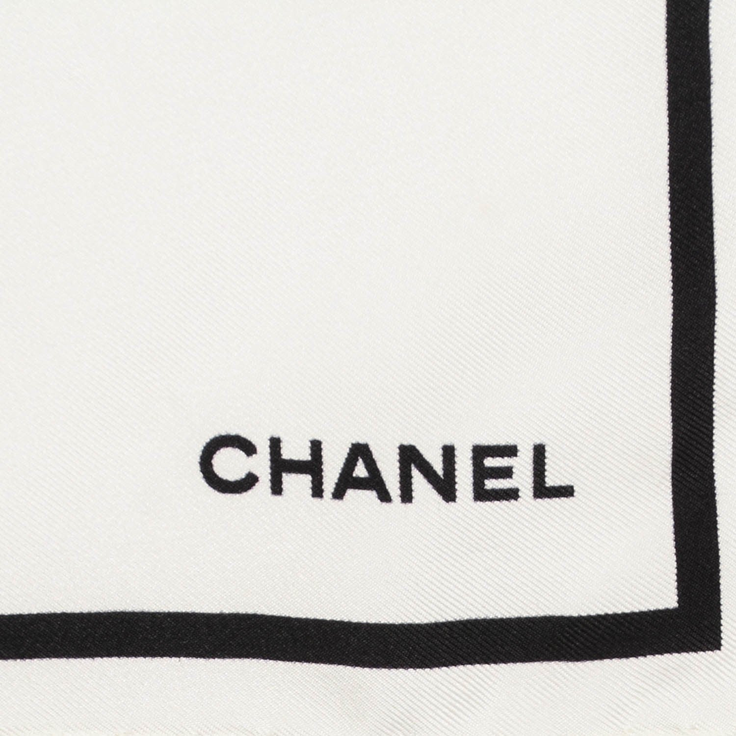 Chanel Silk X-Ray Scarf White Black 3 of 5