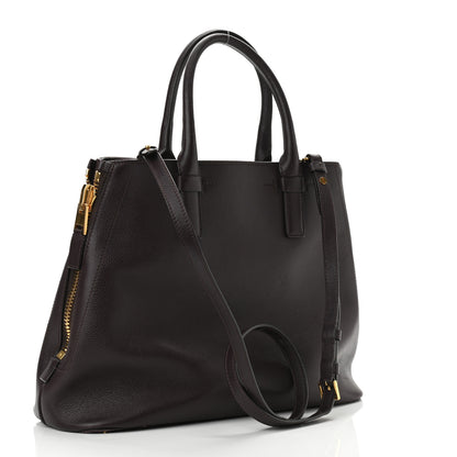 Tom Ford Pebbled Calfskin Medium Jennifer Zip Tote Wine 3 of 13