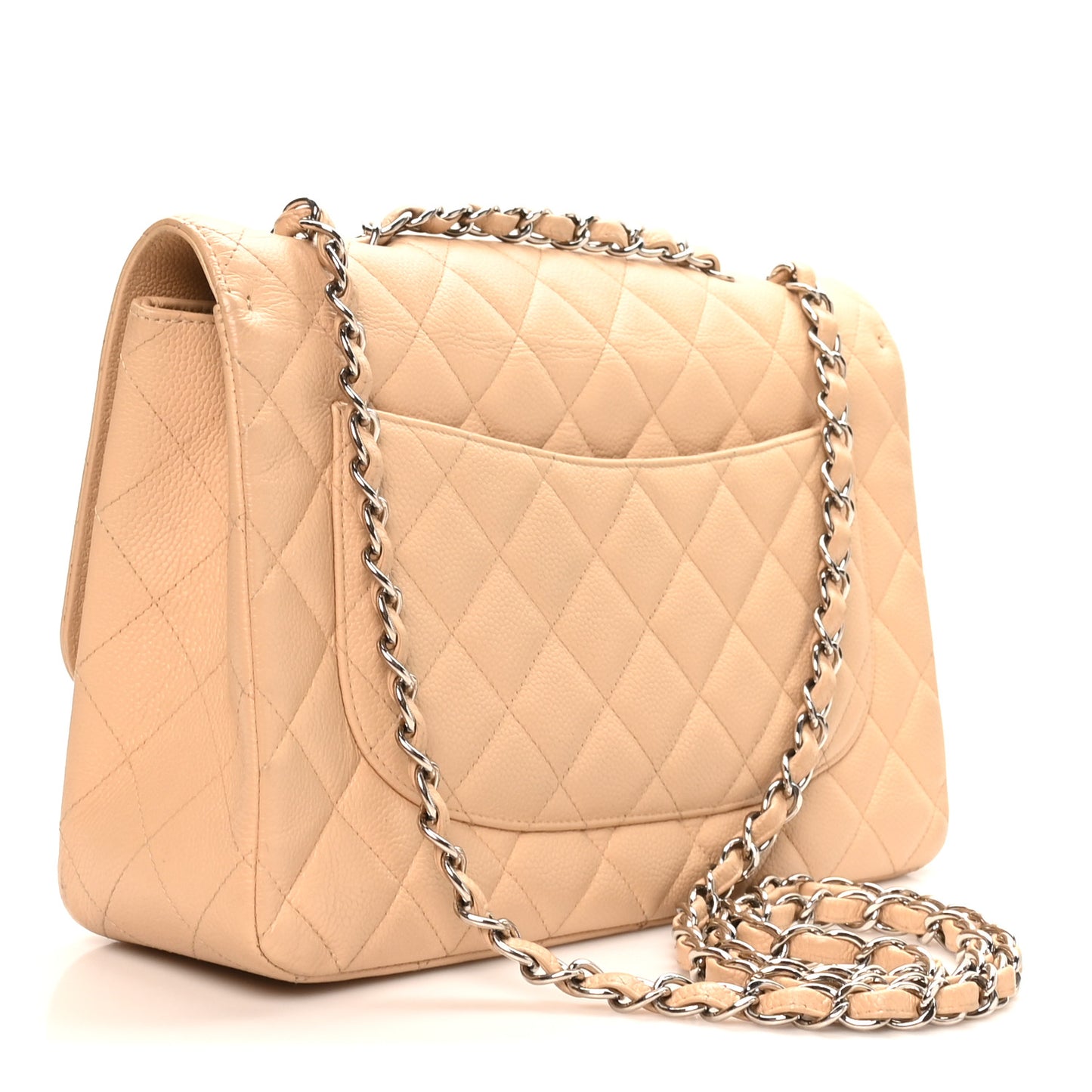 Caviar Quilted Jumbo Single Flap Beige Clair