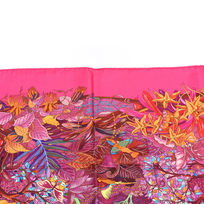 Hermes Silk Au Coeur de la Vie Scarf 90 Rose Vif Orange Violet 5 of 5