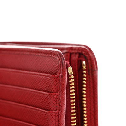 Prada Saffiano Metal Compact Wallet Fuoco 10 of 30