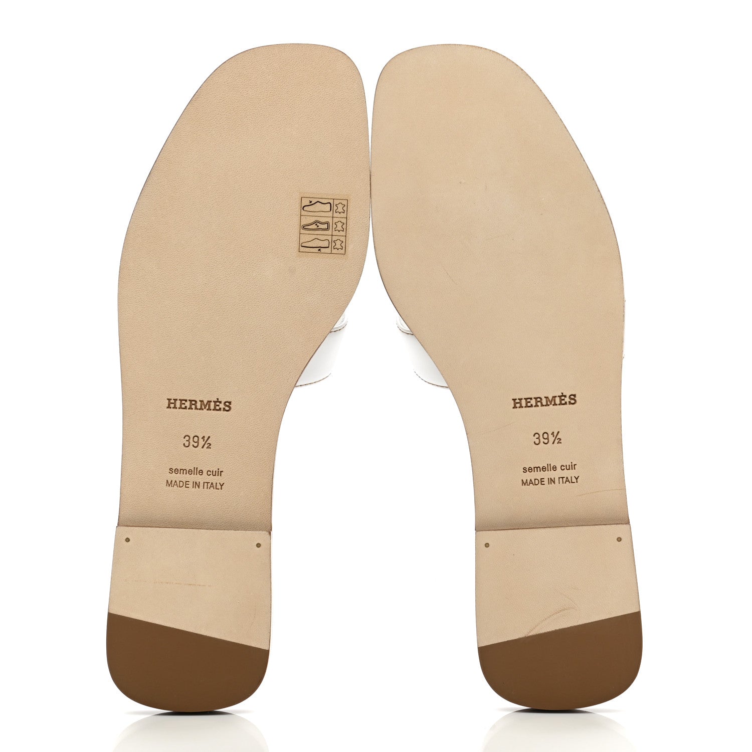 Hermes Box Calfskin Oran Sandals 39.5 White 5 of 9