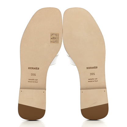 Hermes Box Calfskin Oran Sandals 39.5 White 5 of 9