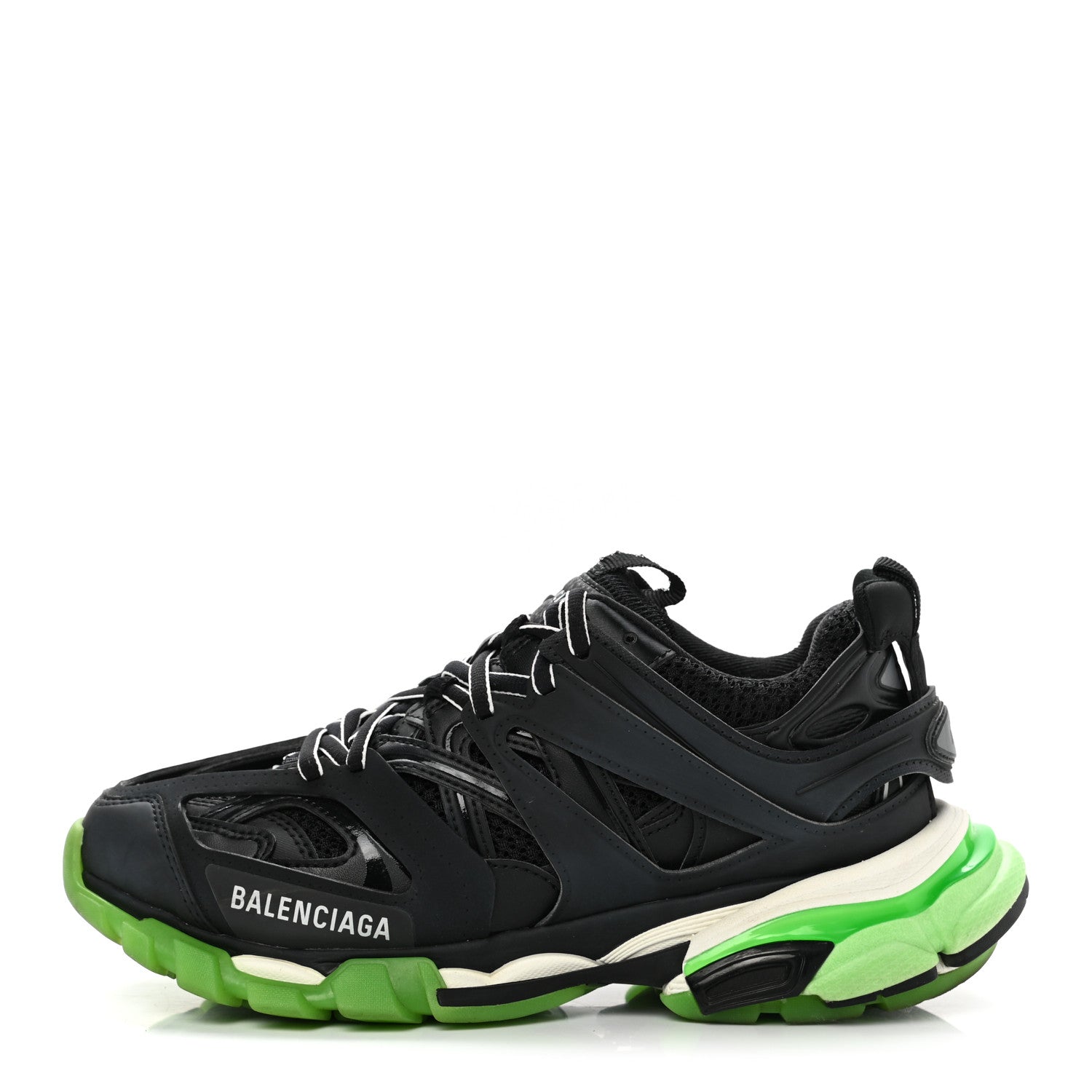 Balenciaga Mesh Nubuck Effect Fabric Glow in the Dark Womens Track Sneakers 38 Black Glow 1 of 10