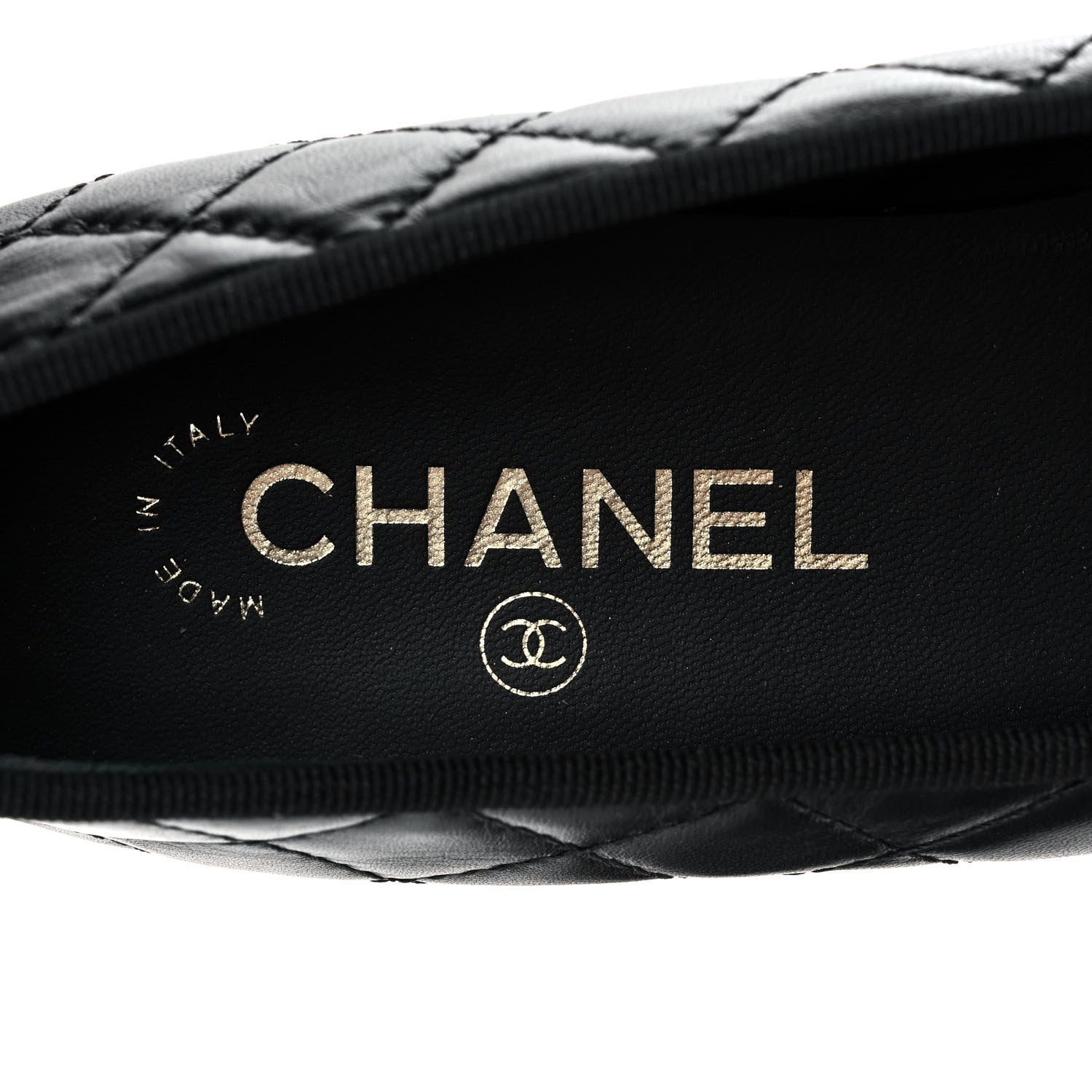 Chanel Aged Calfskin Quilted CC Cap Toe Ballerina Flats 39 Black 7 of 9