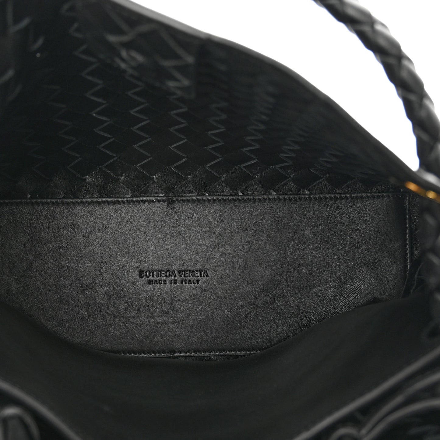 Nappa Intrecciato Medium Andiamo Shoulder Bag Black