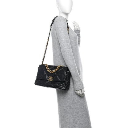 Chanel Shiny Goatskin Quilted Large Chanel 19 Flap Black 2 of 10