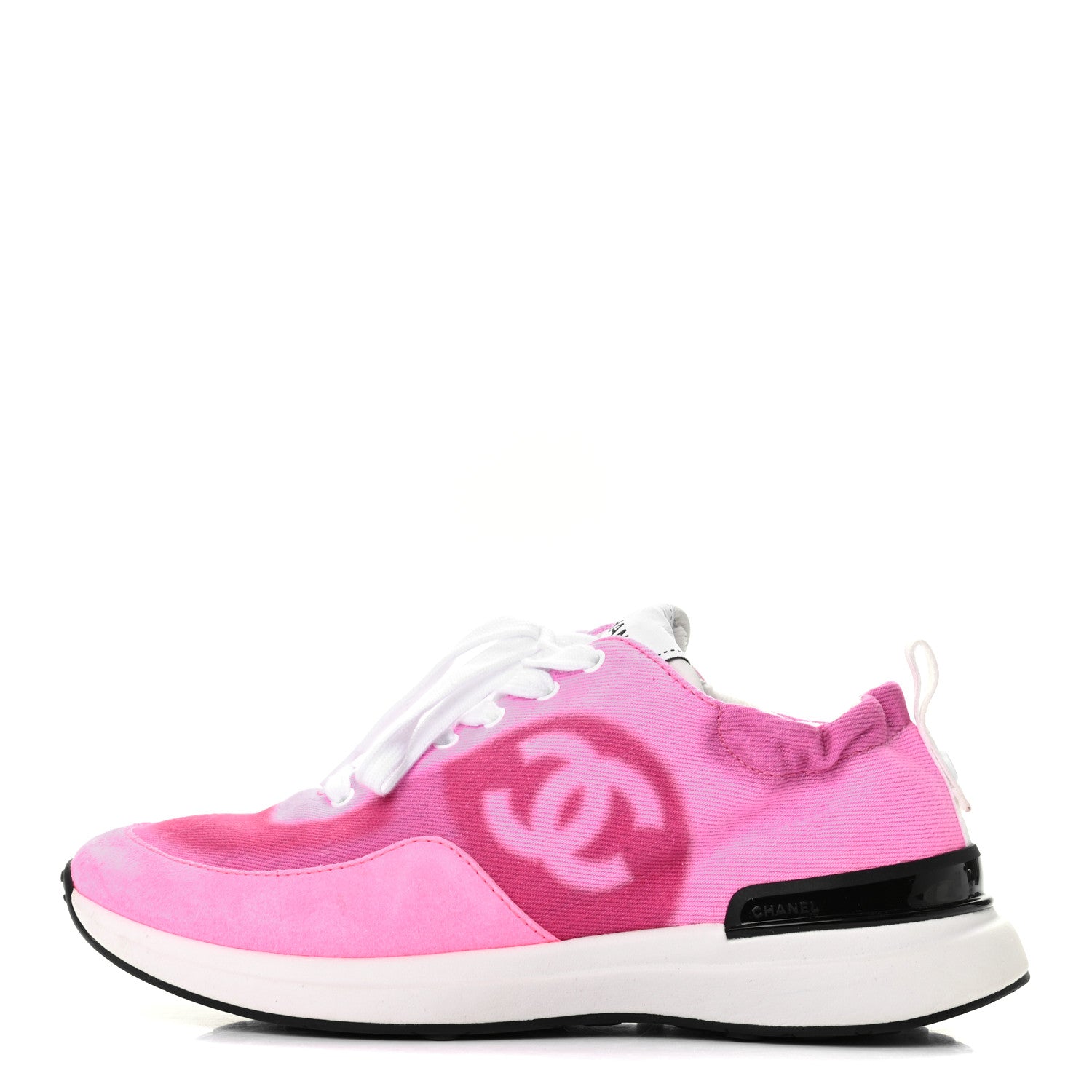 Chanel Denim Suede Calfskin Womens CC Sneakers 37 Pink 1 of 8