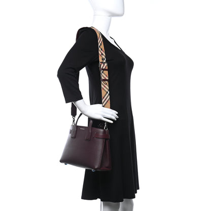 Burberry Derby Calfskin House Check Small Banner Tote Mahogany Red 2 of 11