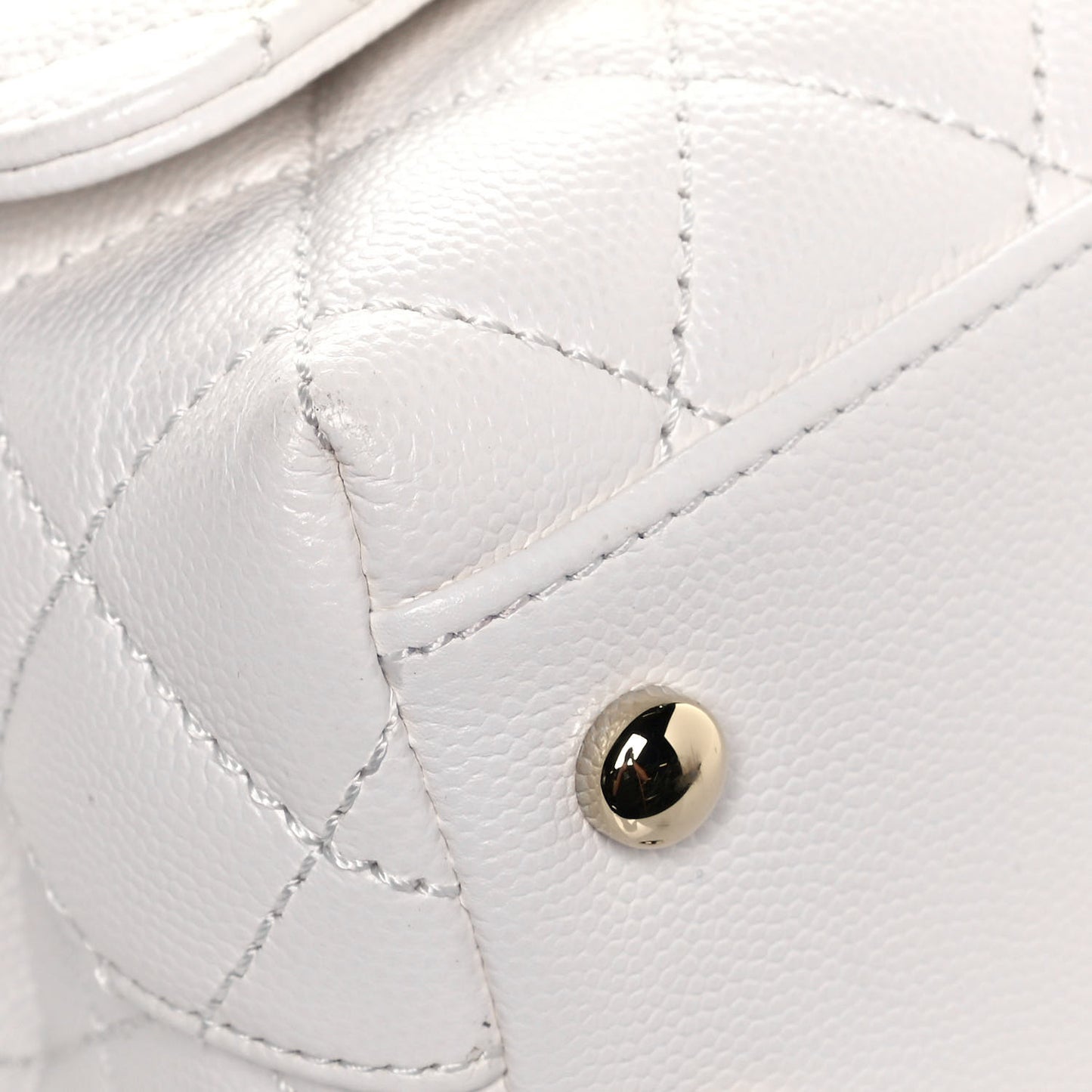 Caviar Quilted Extra Mini Coco Handle Flap White