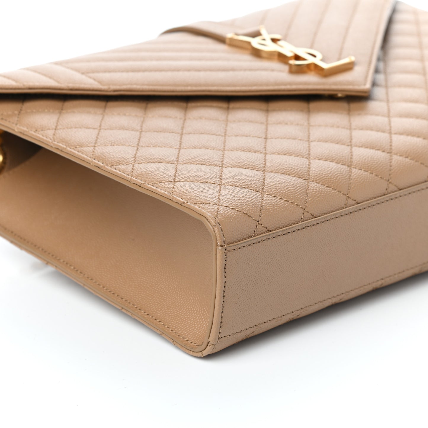 Grain De Poudre Textured Mixed Matelasse Triquilt Large Monogram Satchel Natural Tan