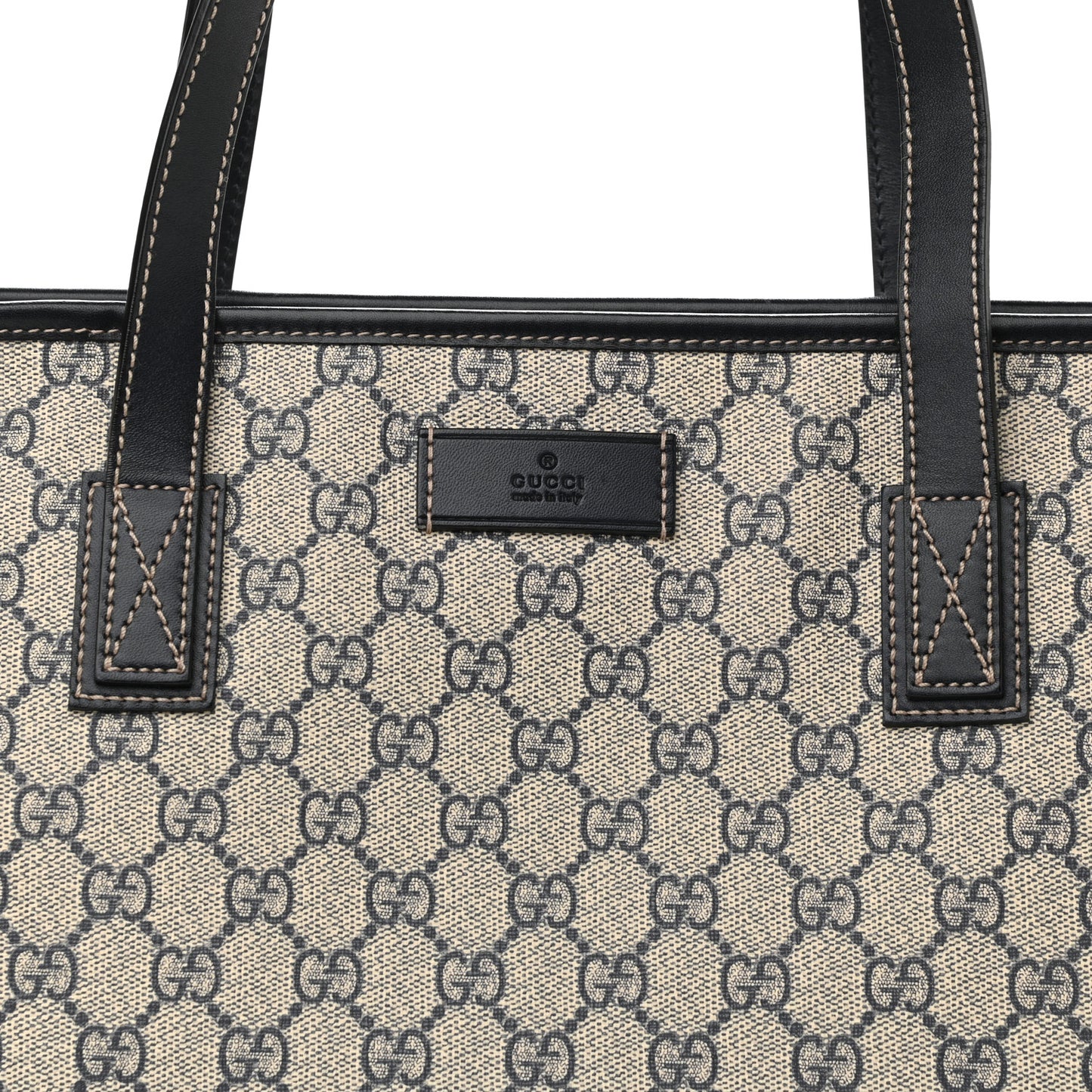 GG Supreme Monogram Medium Zippered Shopping Tote Navy