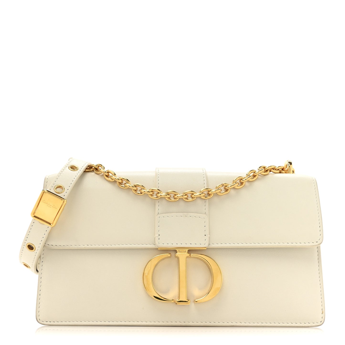 Calfskin 30 Montaigne East West Chain Flap Bag Off White