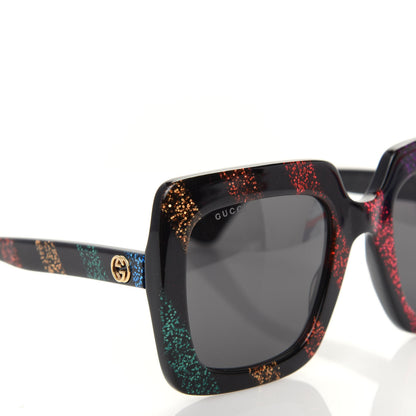 Gucci Acetate Oversize Stripe Sunglasses GG0328S Black Multi 7 of 7