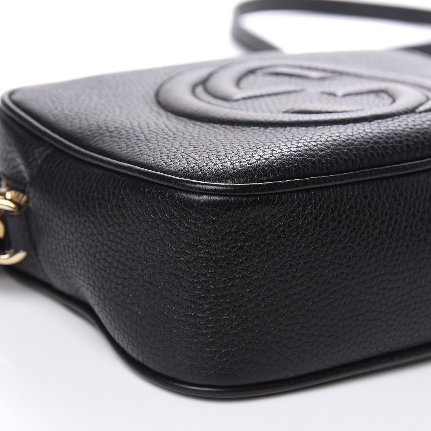 Pebbled Calfskin Small Soho Disco Bag Black