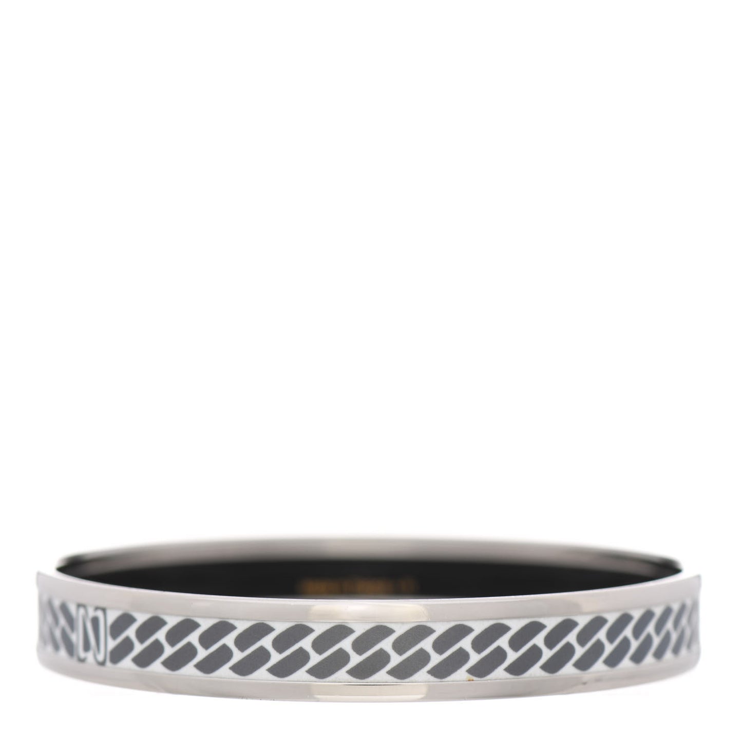 Enamel Printed Narrow Clic C'est Noue Bracelet 62 White Platinum