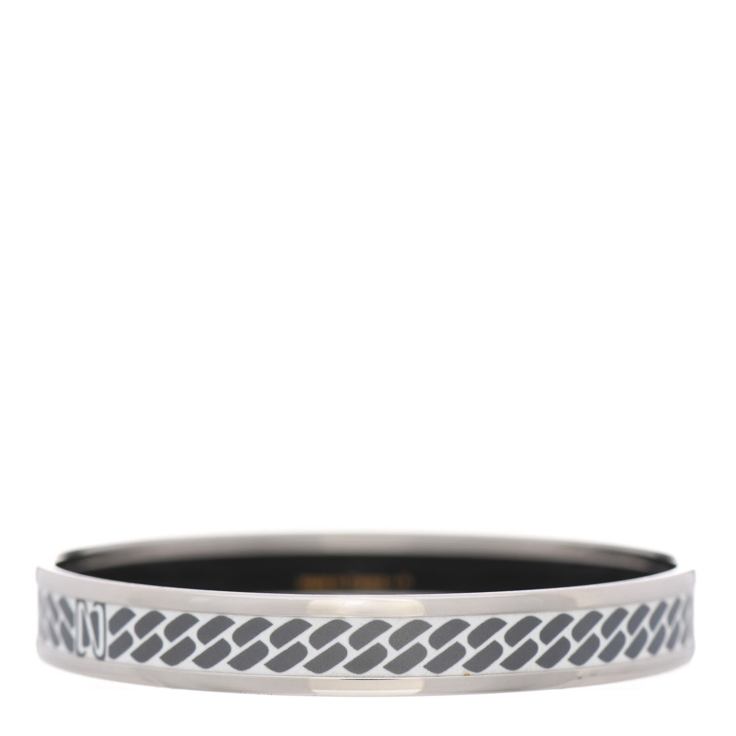 Hermes Enamel Printed Narrow Clic C'est Noue Bracelet 62 White Platinum 2 of 4
