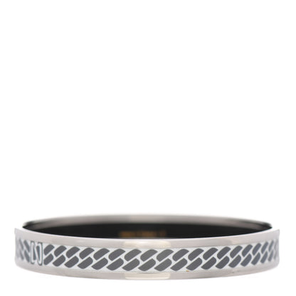 Hermes Enamel Printed Narrow Clic C'est Noue Bracelet 62 White Platinum 2 of 4