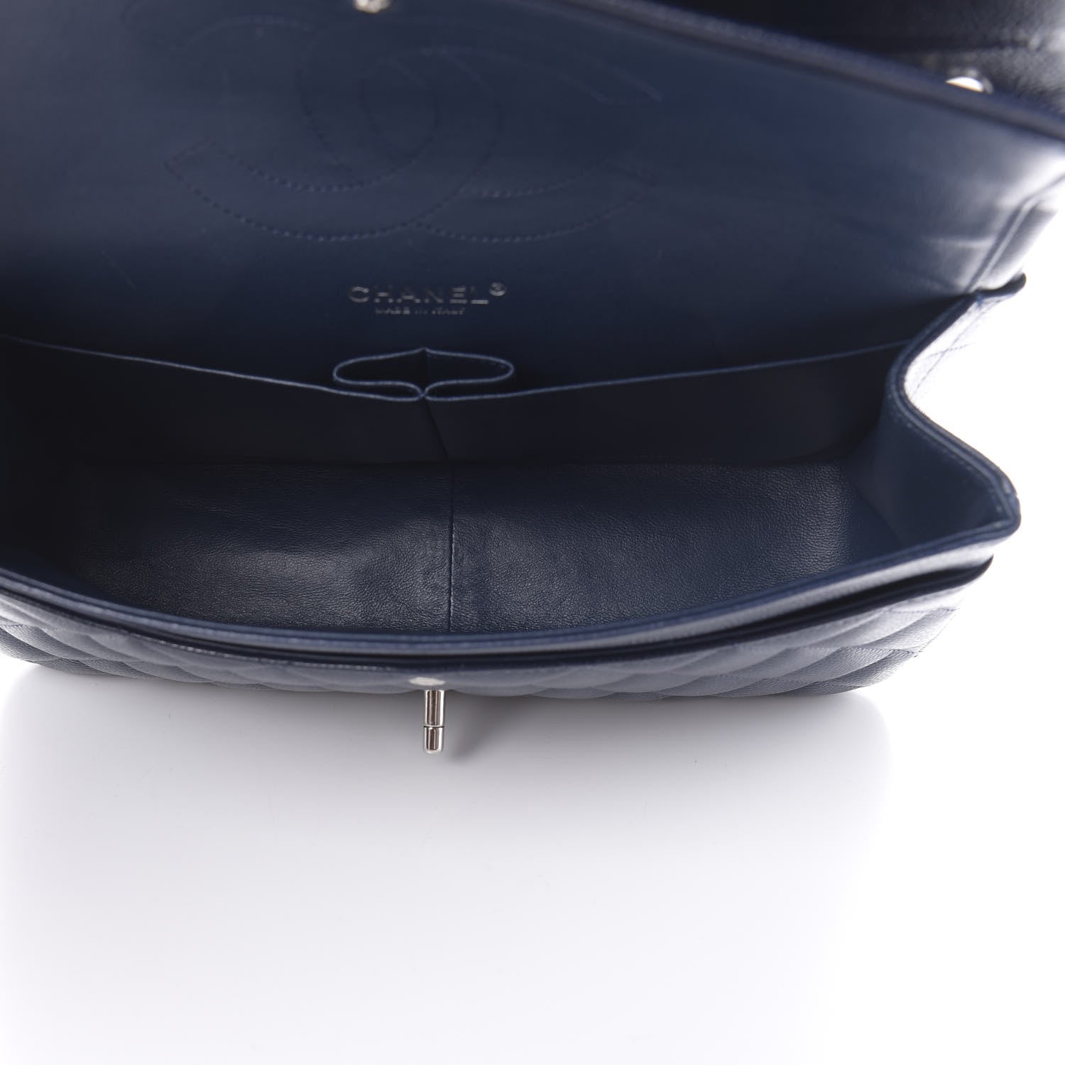 Chanel Caviar Quilted Jumbo Double Flap Navy Blue 6 of 14