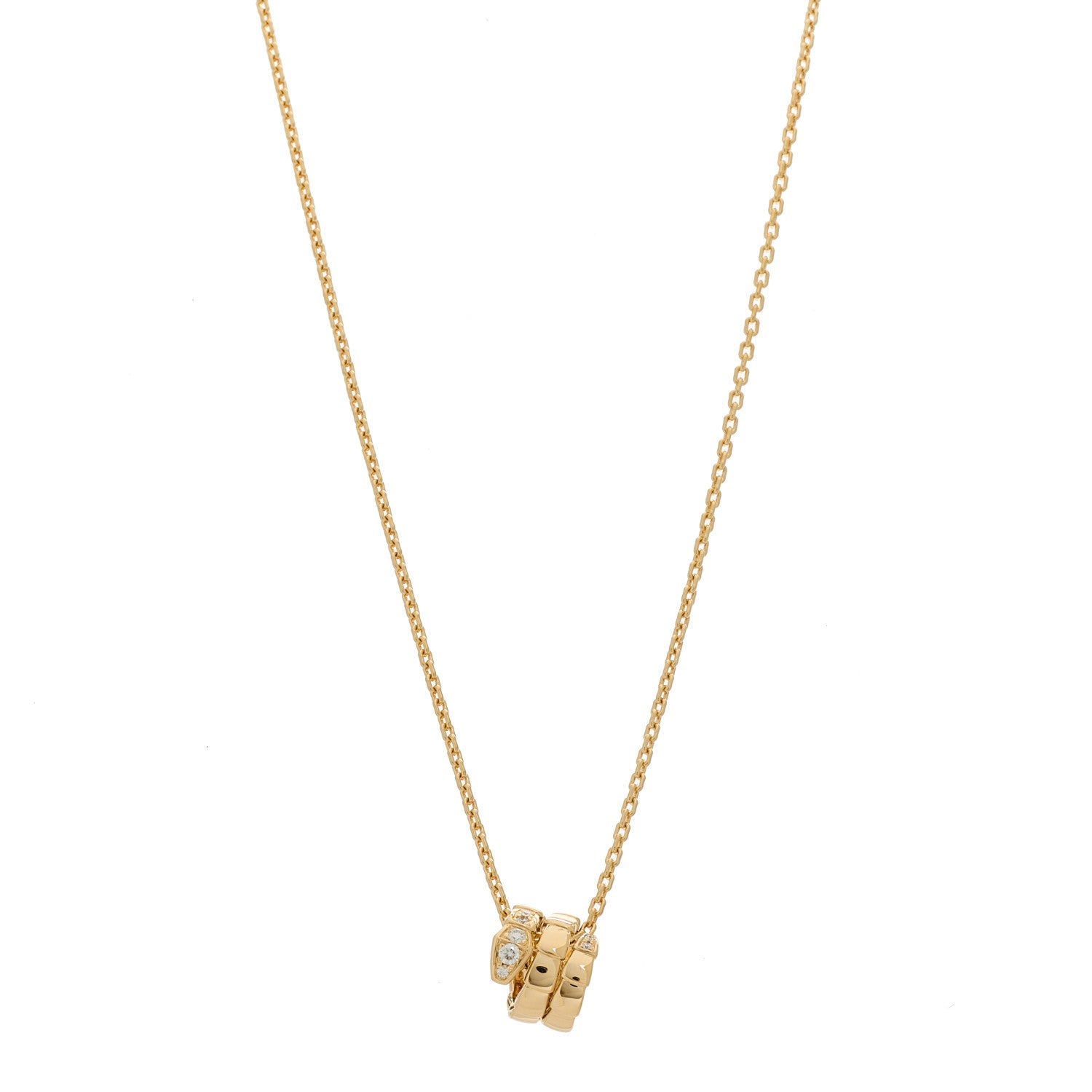 Bulgari 18K Yellow Gold Diamond Serpenti Viper Demi Pave Pendant Necklace 1 of 7