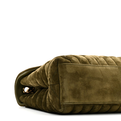 Saint Laurent Suede Y Quilted Monogram Medium Loulou Chain Satchel Loden Green 9 of 10