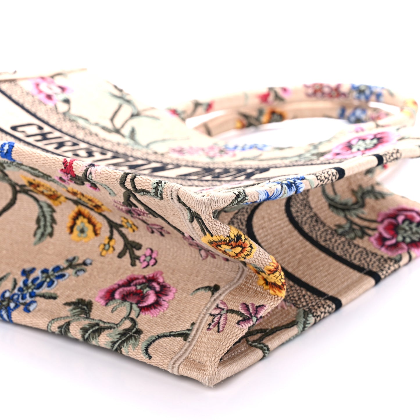 Raffia Embroidered Petites Fleurs Medium Book Tote Natural