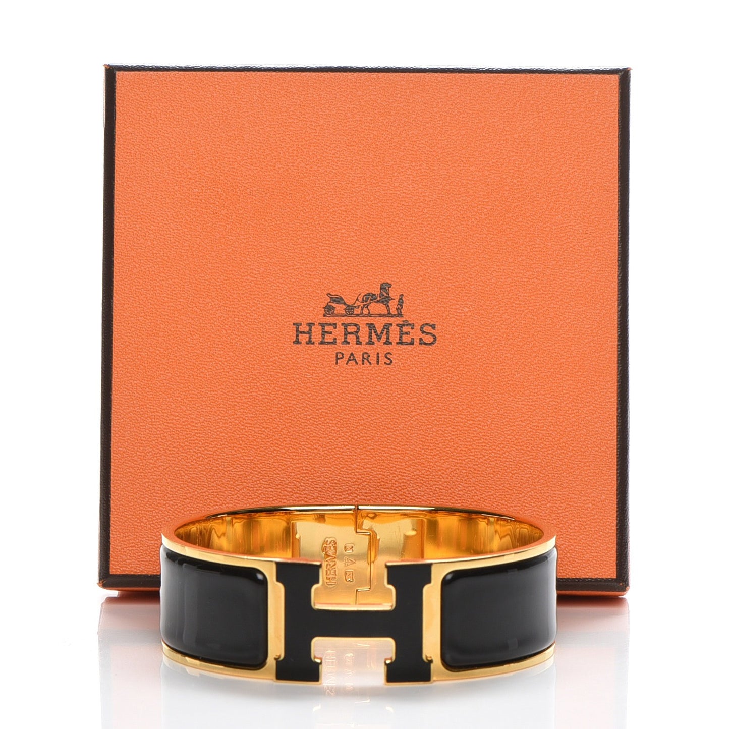 Enamel Wide Clic Clac H Bracelet GM Black