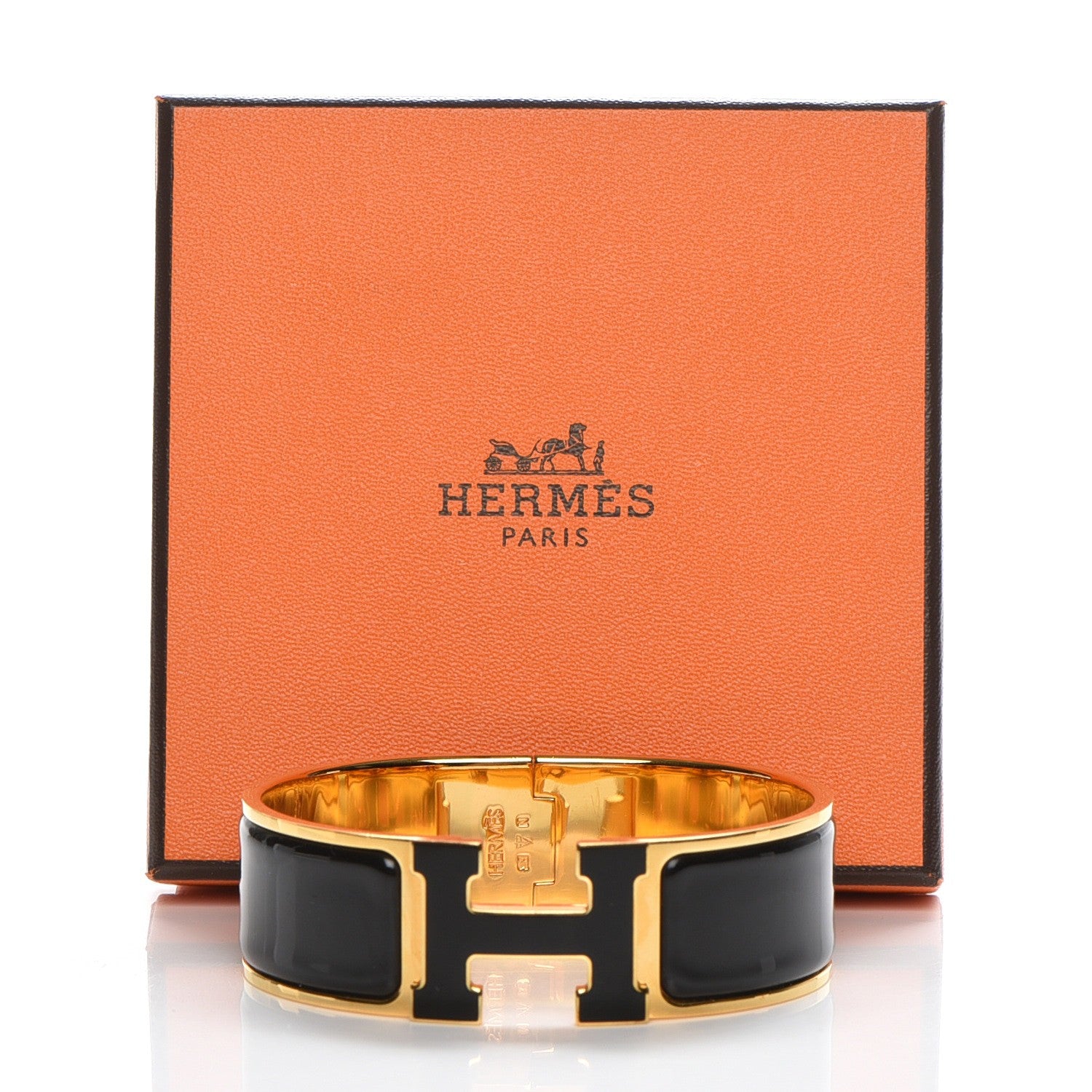 Hermes Enamel Wide Clic Clac H Bracelet GM Black 2 of 5