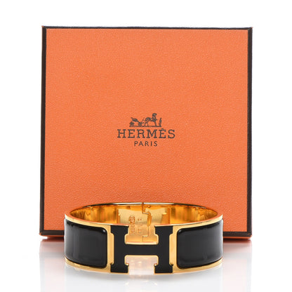 Hermes Enamel Wide Clic Clac H Bracelet GM Black 2 of 5