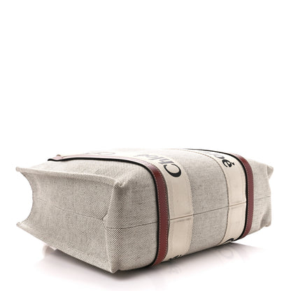 Chloe Cotton Calfskin Medium Woody Ribbon Tote White Brown 4 of 12