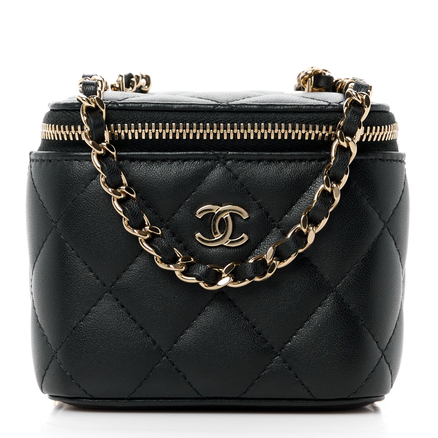 Chanel Lambskin Quilted Mini Vanity Case With Chain Black 1 of 11