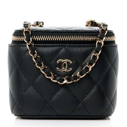 Chanel Lambskin Quilted Mini Vanity Case With Chain Black 1 of 11