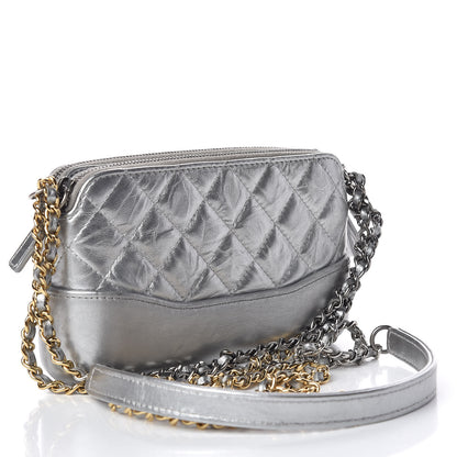 Chanel Metallic Lambskin Calfskin Quilted Small Gabrielle Clutch With Chain Silver 3 of 14