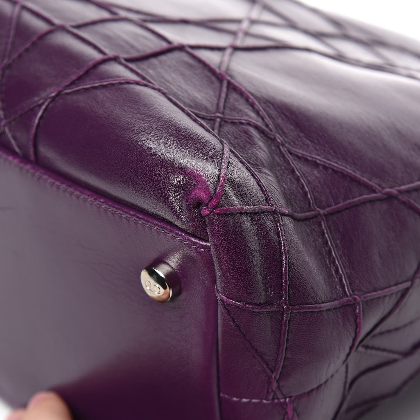 Lambskin Cannage Medium Granville Tote Purple