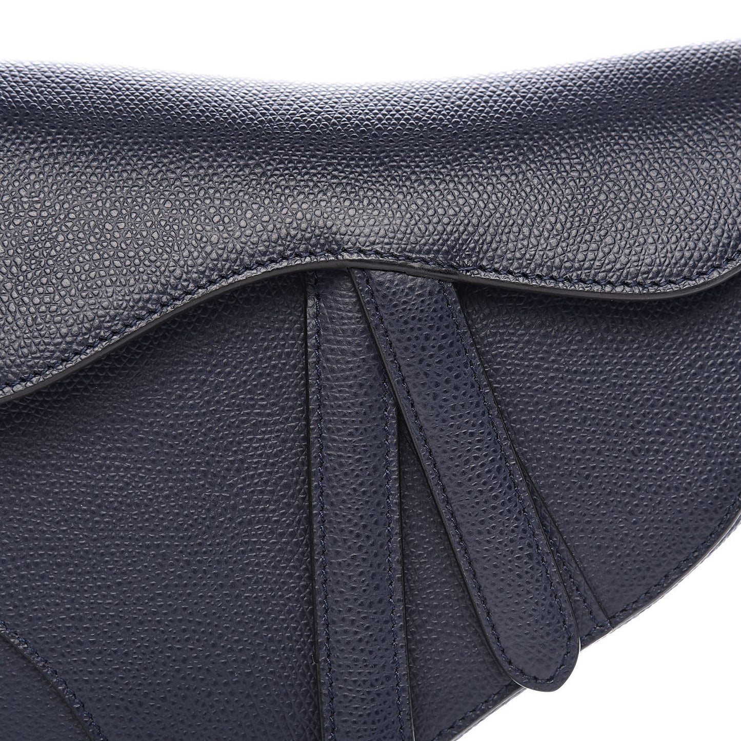 Grained Calfskin Mini Saddle Bag Navy
