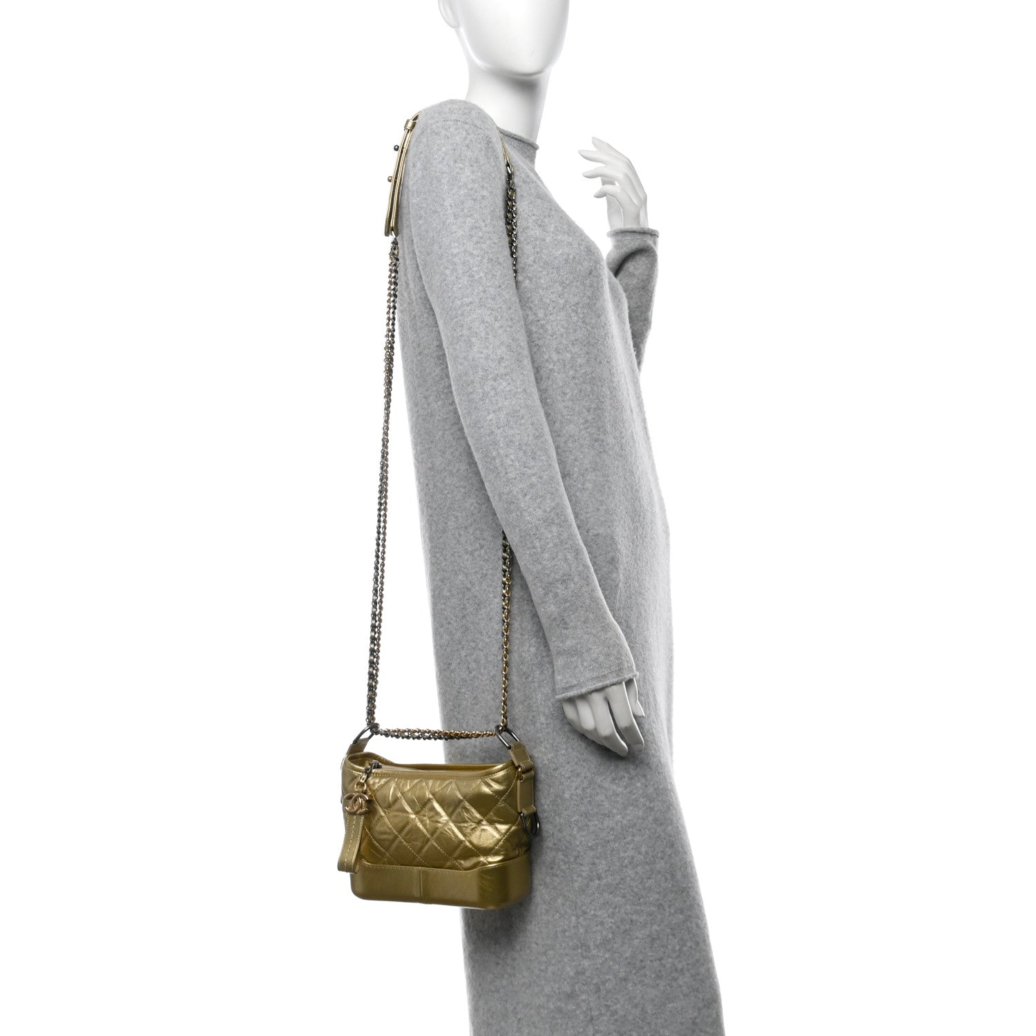 Chanel Metallic Aged Calfskin Quilted Small Gabrielle Hobo Gold 2 of 12