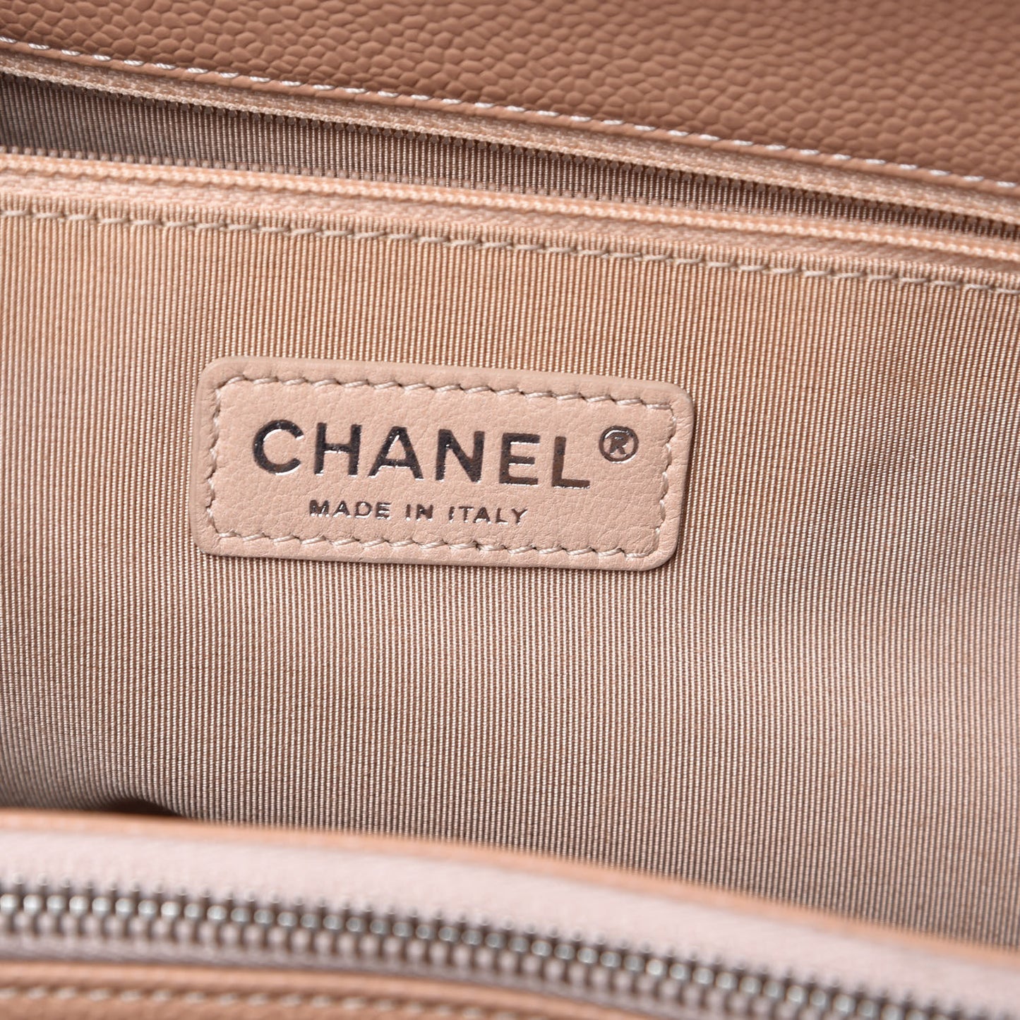 Soft Caviar Quilted Large CC Timeless Tote Beige