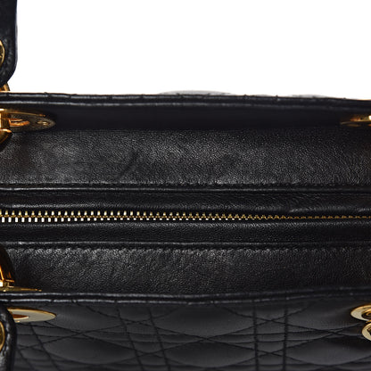 Christian Dior Lambskin Cannage Medium Lady Dior Black 14 of 17