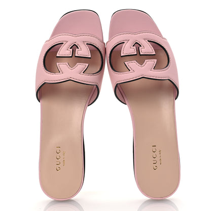 Gucci Cosmos Softy Calfskin Interlocking G Cut Out Slide Sandals 37 Candy Cotton 2 of 13