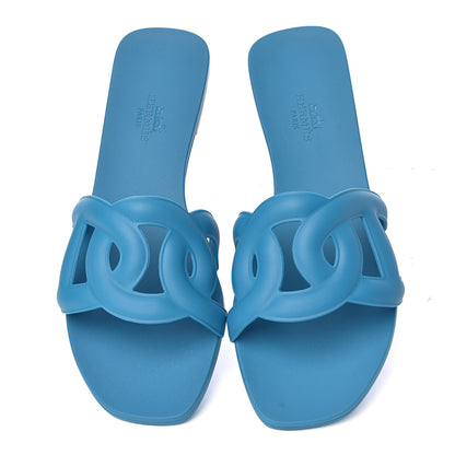 Hermes Rubber Aloha Sandals 37 Bleu Vif 8 of 8